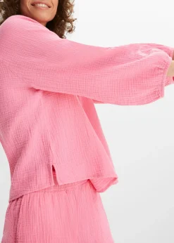 bonprix bonprix Blusa holgada de muselina Rosa brillante Hot