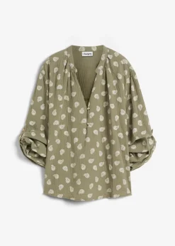 bonprix bonprix Blusa holgada de muselina vaporosa Verde oliva Online