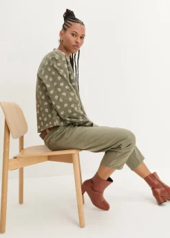 bonprix bonprix Blusa holgada de muselina vaporosa Verde oliva Online