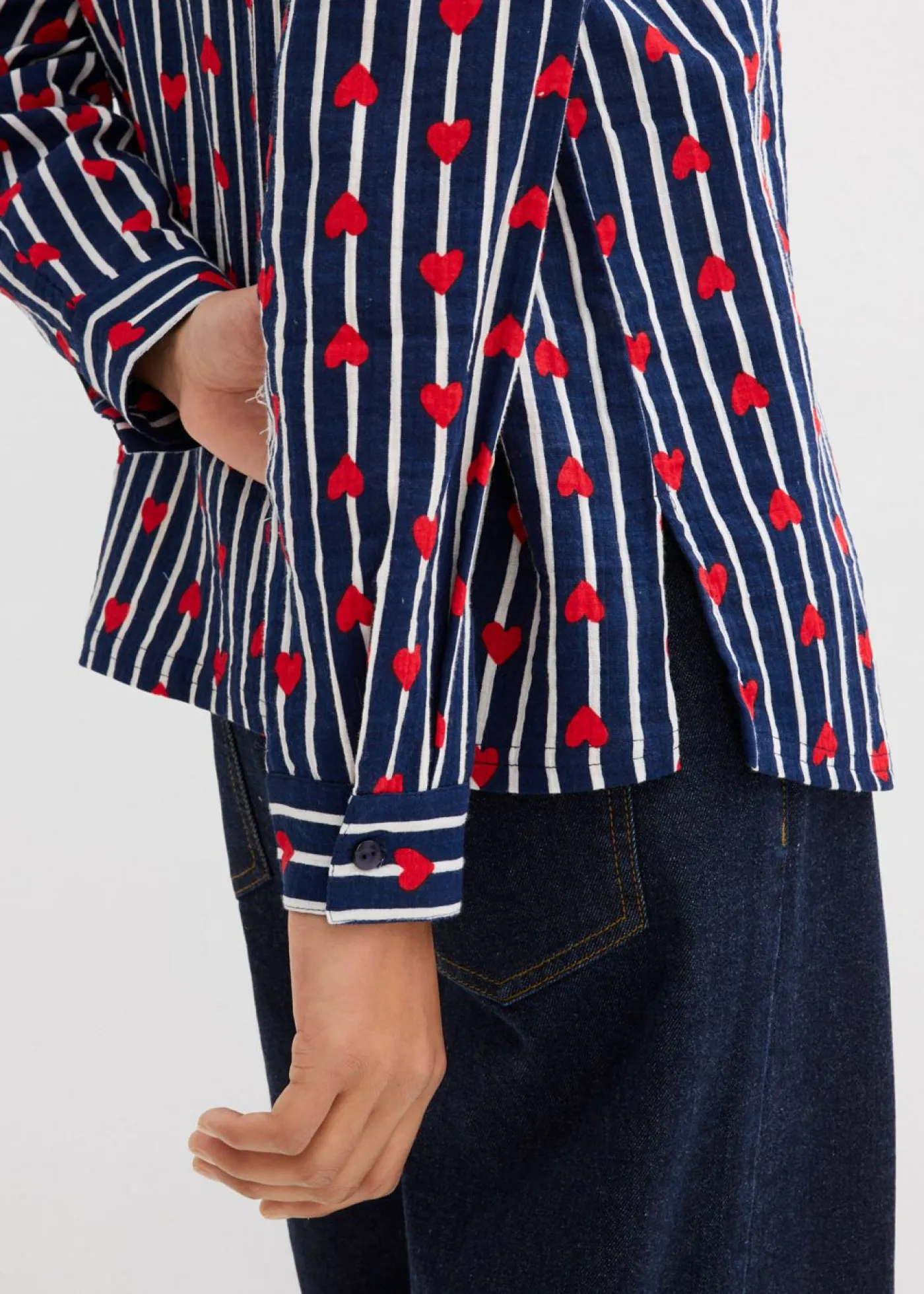 bonprix bonprix Blusa holgada de muselina suave azul marino-blanco con rayas Discount