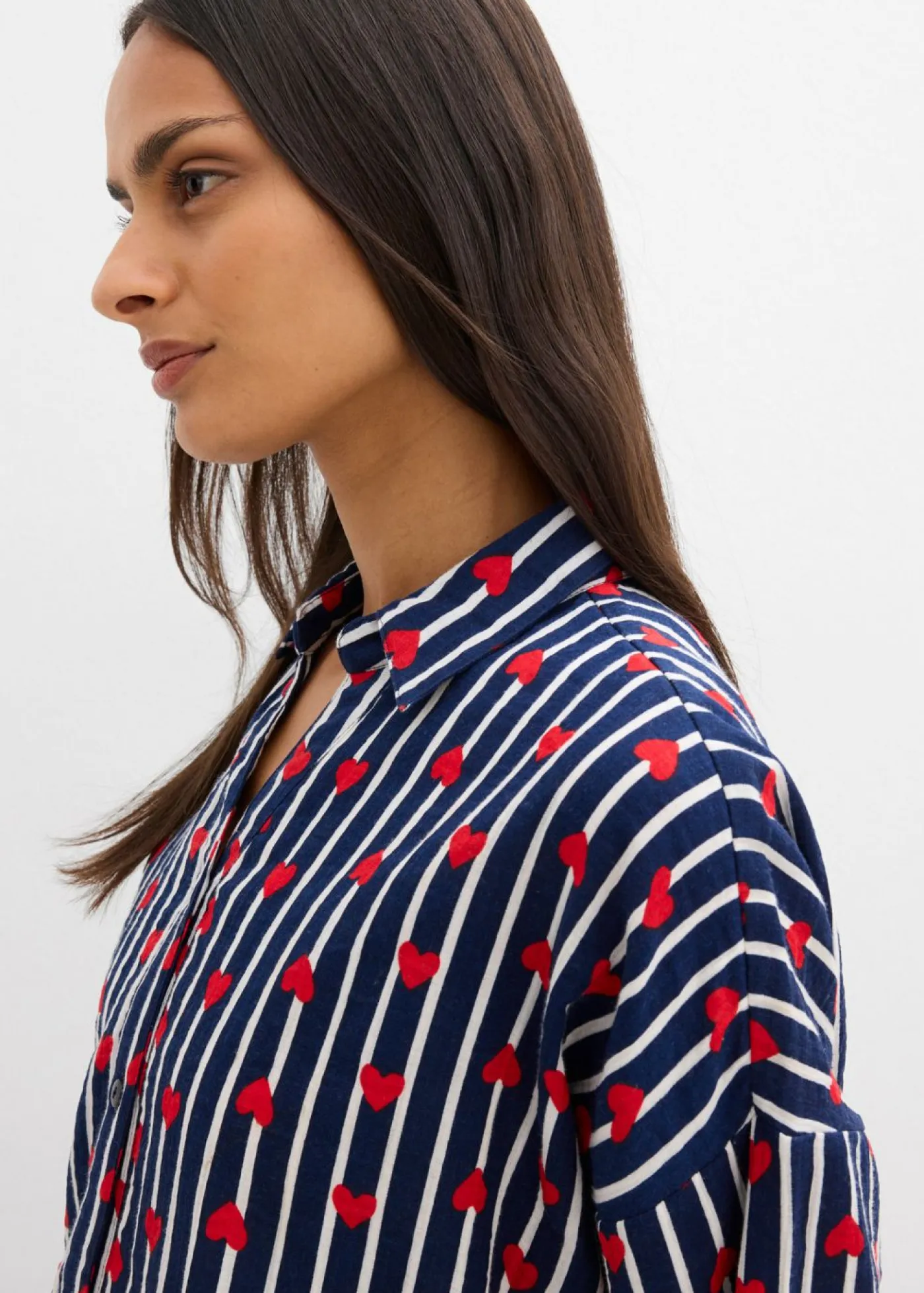 bonprix bonprix Blusa holgada de muselina suave azul marino-blanco con rayas Discount