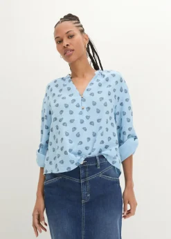 bonprix bonprix Blusa holgada de muselina vaporosa Azul claro Best