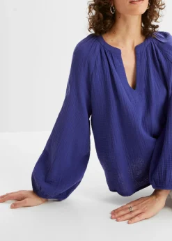 bonprix bonprix Blusa holgada de muselina Azul violáceo Discount