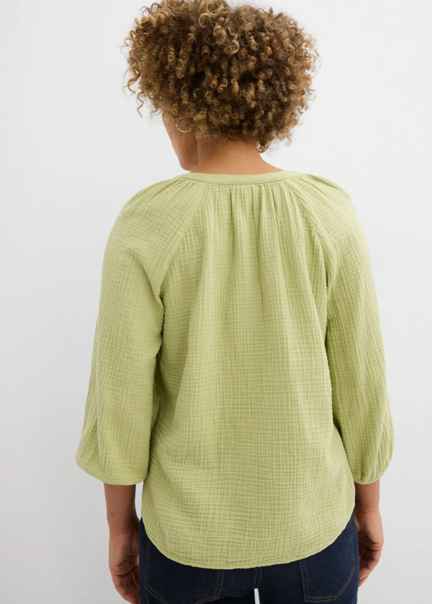 bonprix bonprix Blusa holgada de muselina Verde mineral Online