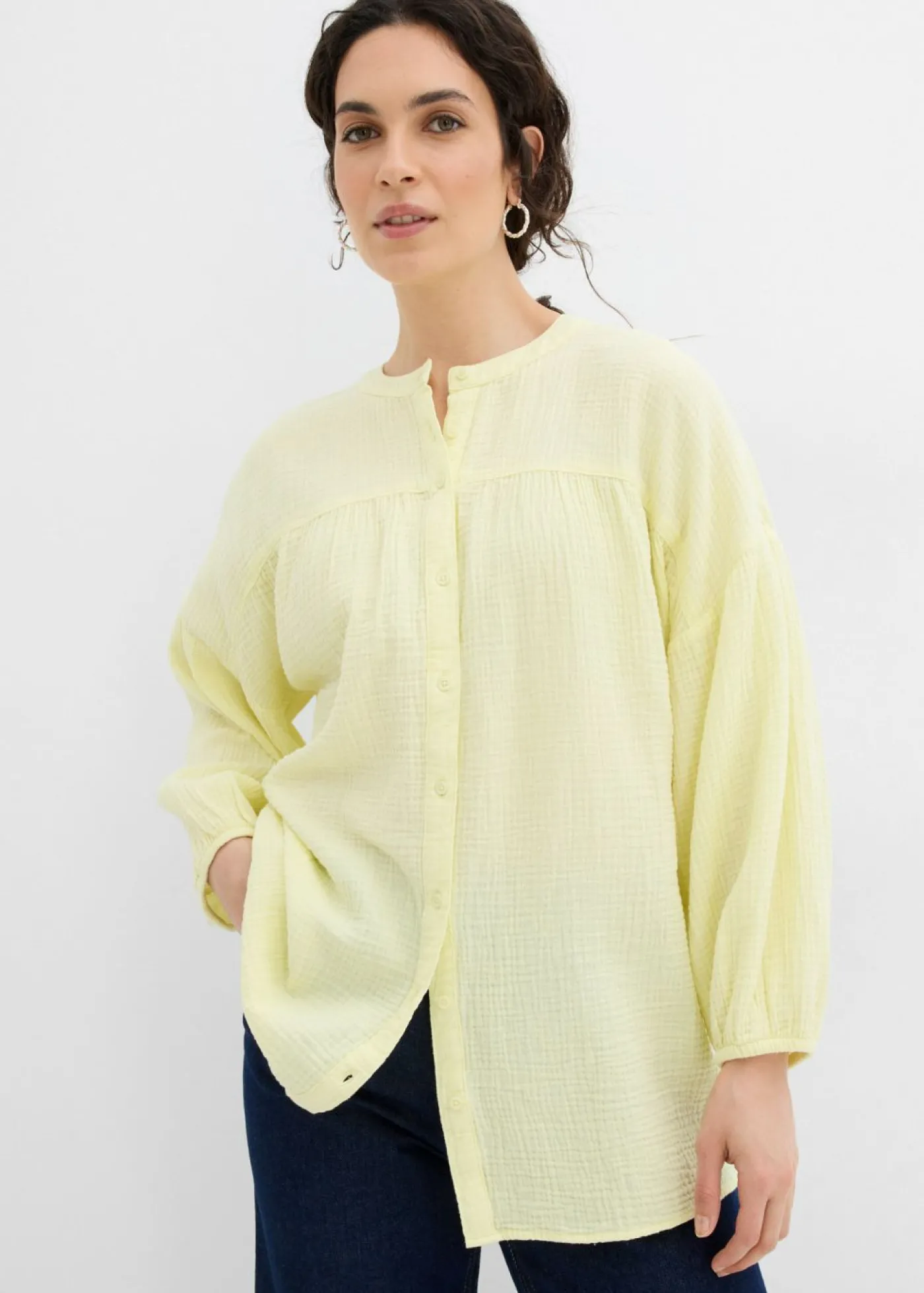bonprix bonprix Blusa holgada de muselina amarillo limón Hot