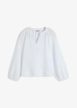 bonprix bonprix Blusa holgada de muselina Blanco Sale