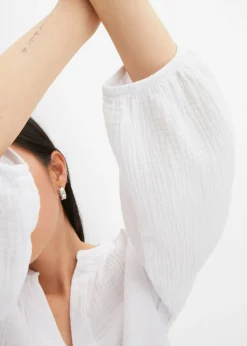 bonprix bonprix Blusa holgada de muselina Blanco Sale