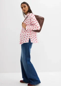 bonprix bonprix Blusa holgada de muselina suave blanco/rosa cristal con rayas Clearance