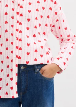 bonprix bonprix Blusa holgada de muselina suave blanco/rosa cristal con rayas Clearance