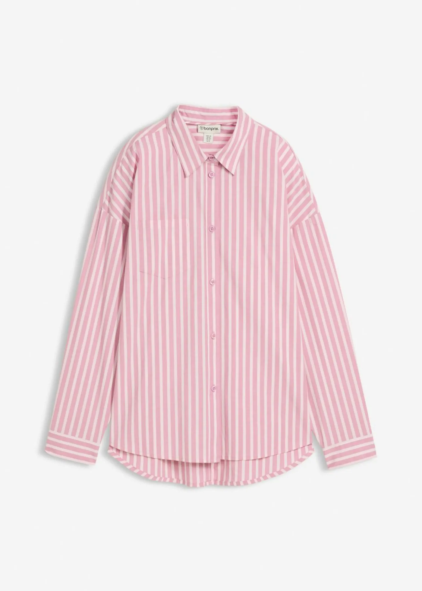 bonprix bonprix Blusa holgada de popelín de algodón malva-rosa claro rayas verticales
