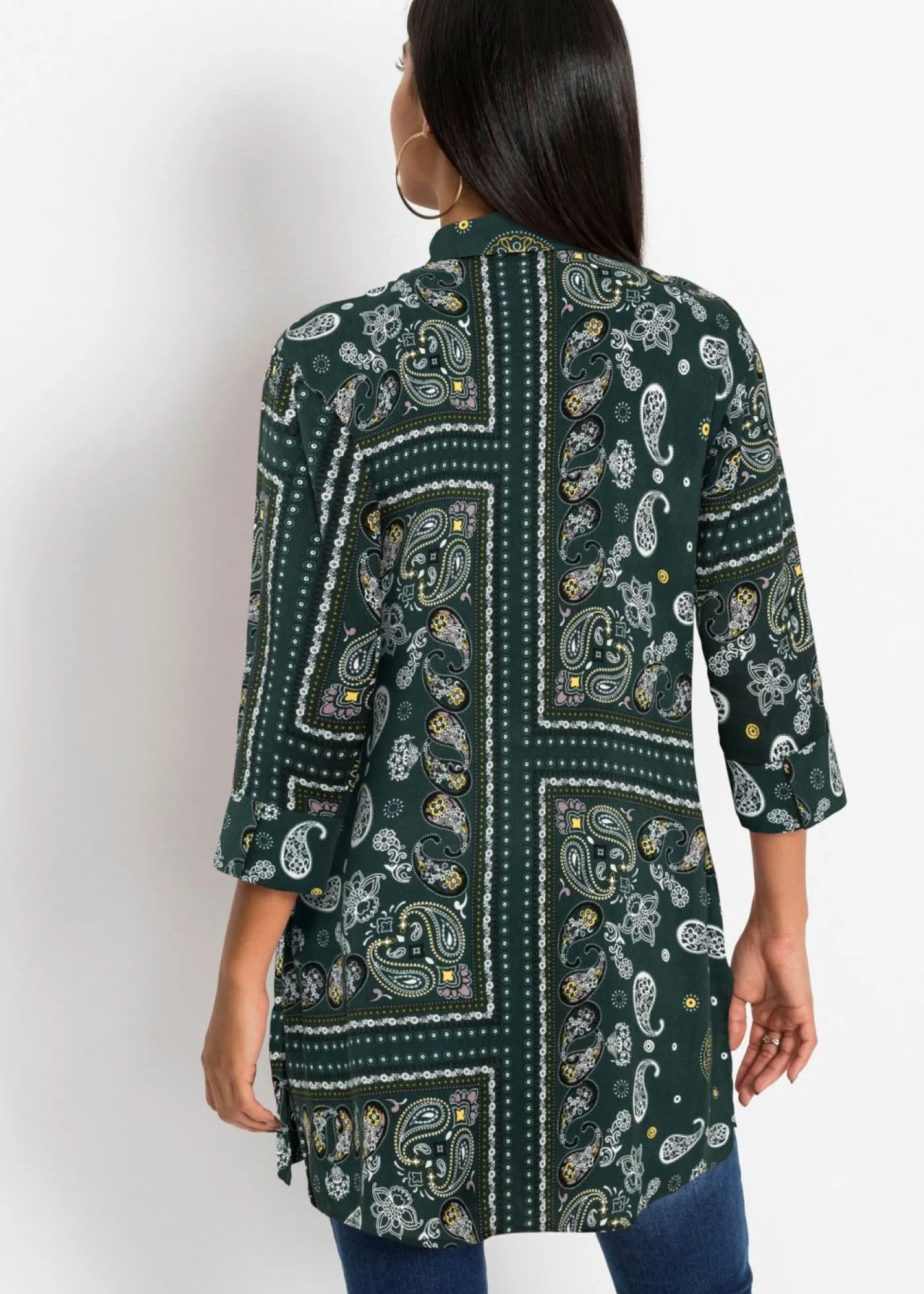 bonprix bonprix Blusa larga Verde oscuro con patrón paisley