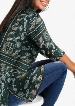 bonprix bonprix Blusa larga Verde oscuro con patrón paisley