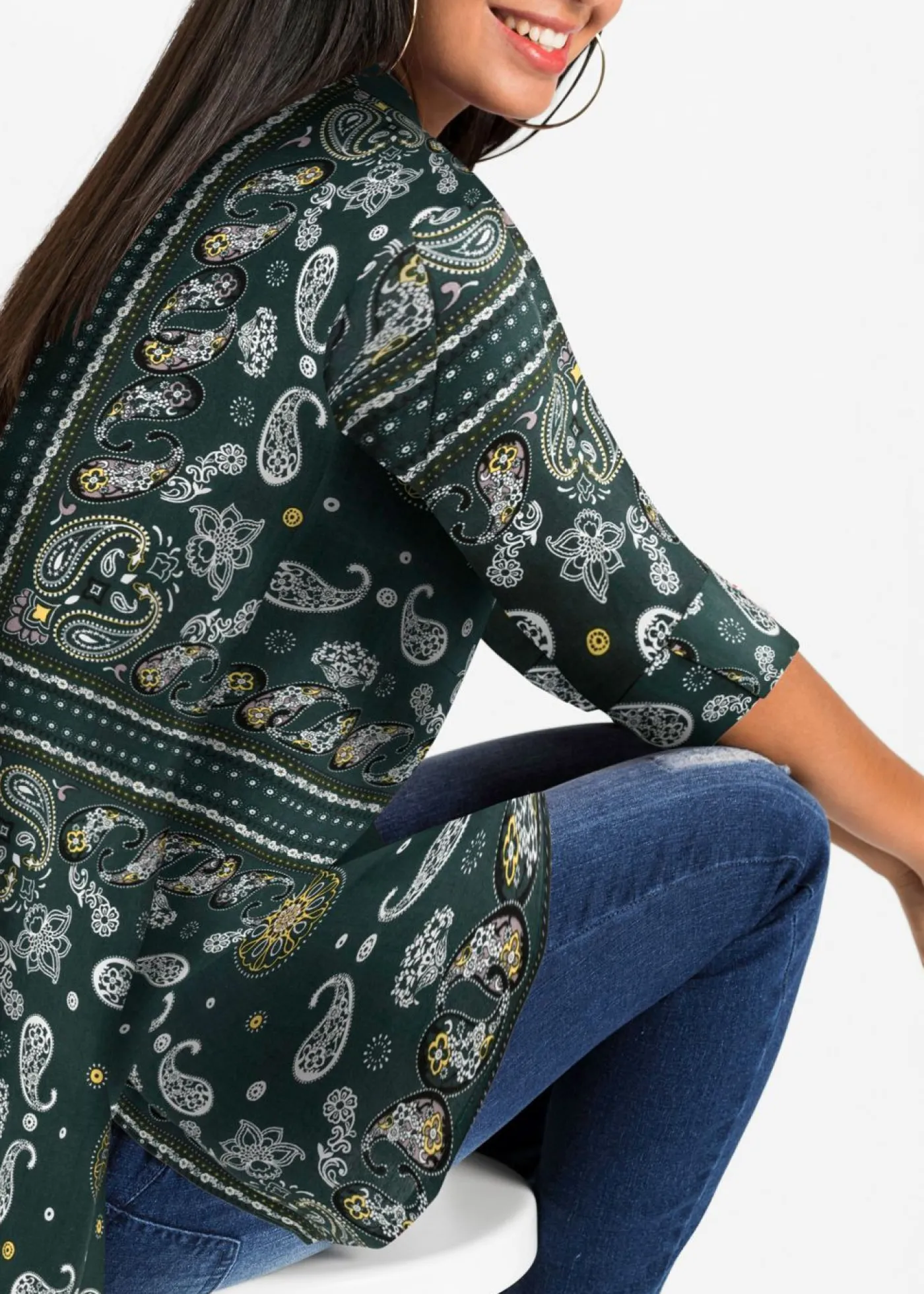bonprix bonprix Blusa larga Verde oscuro con patrón paisley