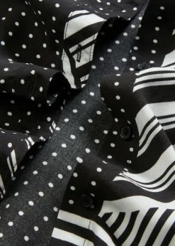 bonprix bonprix Blusa larga Negro-blanco con estampado gráfico Best