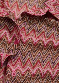 bonprix bonprix Blusa larga con aspecto de ganchillo rosa caliente Online