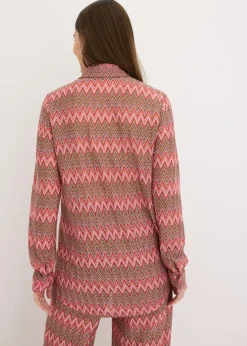 bonprix bonprix Blusa larga con aspecto de ganchillo rosa caliente Online
