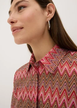 bonprix bonprix Blusa larga con aspecto de ganchillo rosa caliente Online