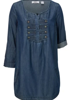 bonprix bonprix Blusa larga con corte en A Denim Discount