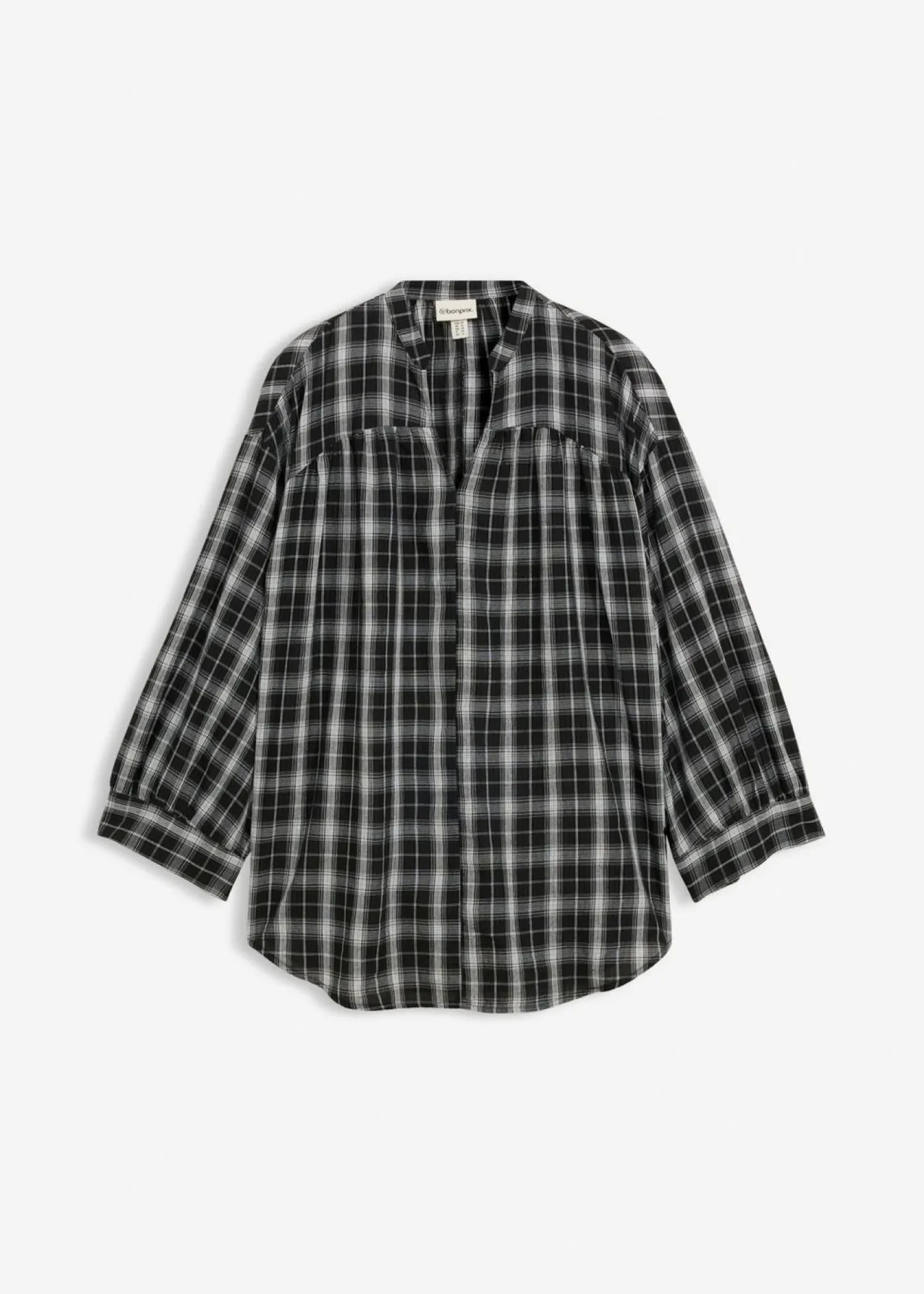 bonprix bonprix Blusa larga con corte holgado Negro-blanco a cuadros Online