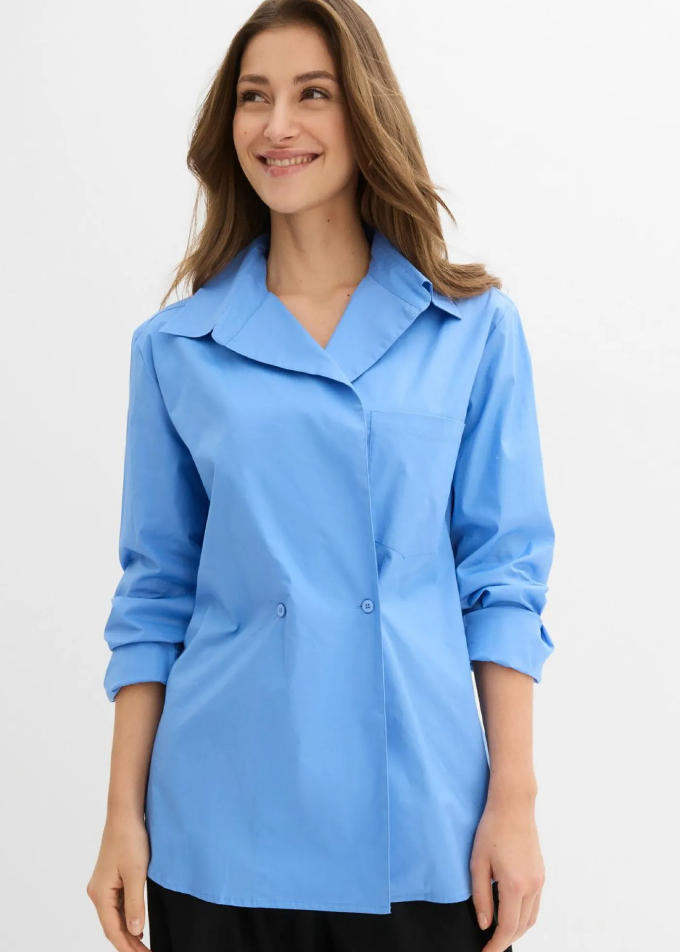 bonprix bonprix Blusa larga con escote en V azul provenzal Clearance