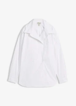 bonprix bonprix Blusa larga con escote en V Blanco Outlet