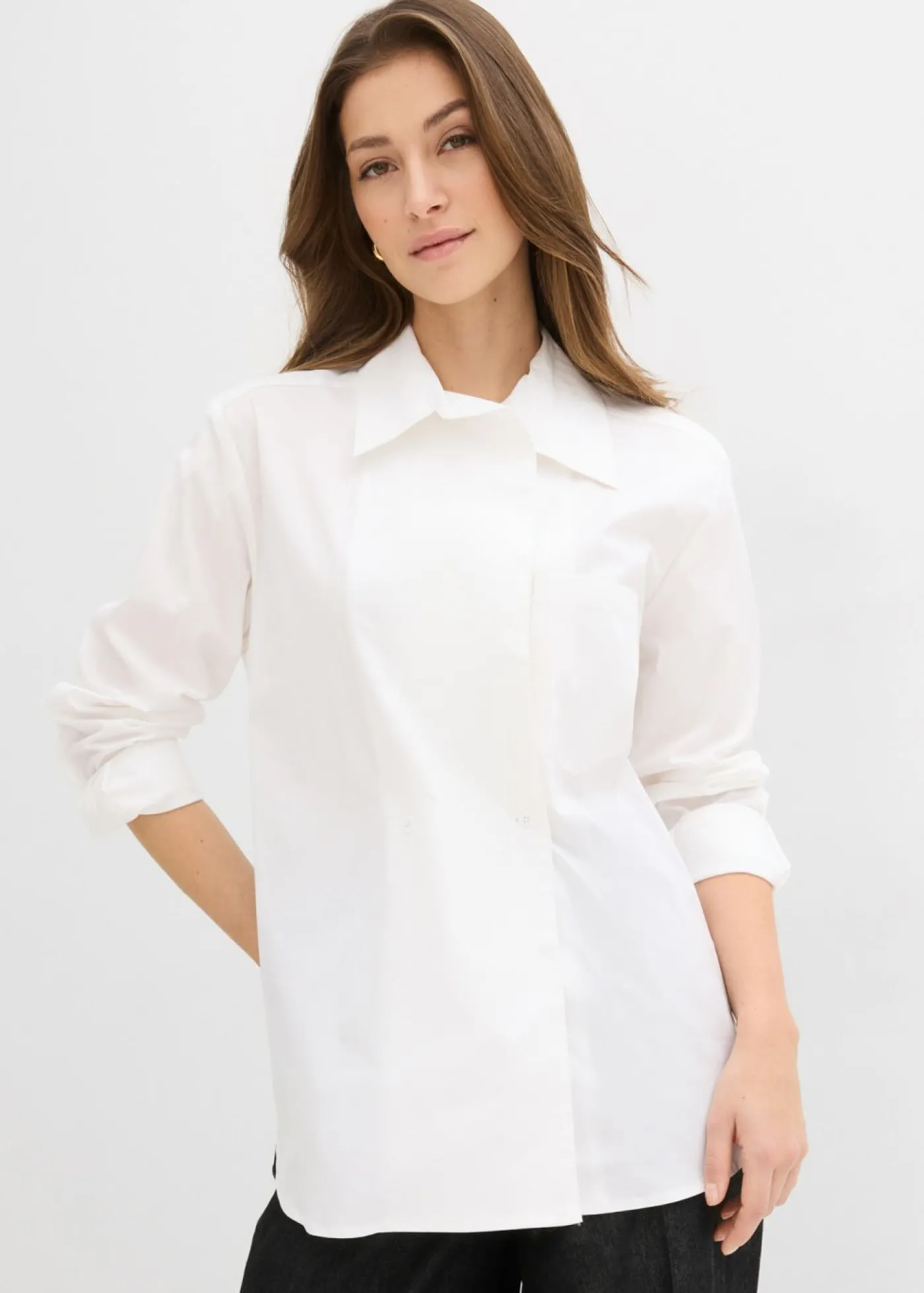 bonprix bonprix Blusa larga con escote en V Blanco Outlet
