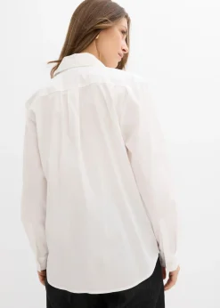 bonprix bonprix Blusa larga con escote en V Blanco Outlet