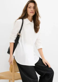bonprix bonprix Blusa larga con escote en V Blanco Outlet