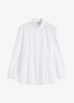 bonprix bonprix Blusa larga con fruncido Blanco Outlet