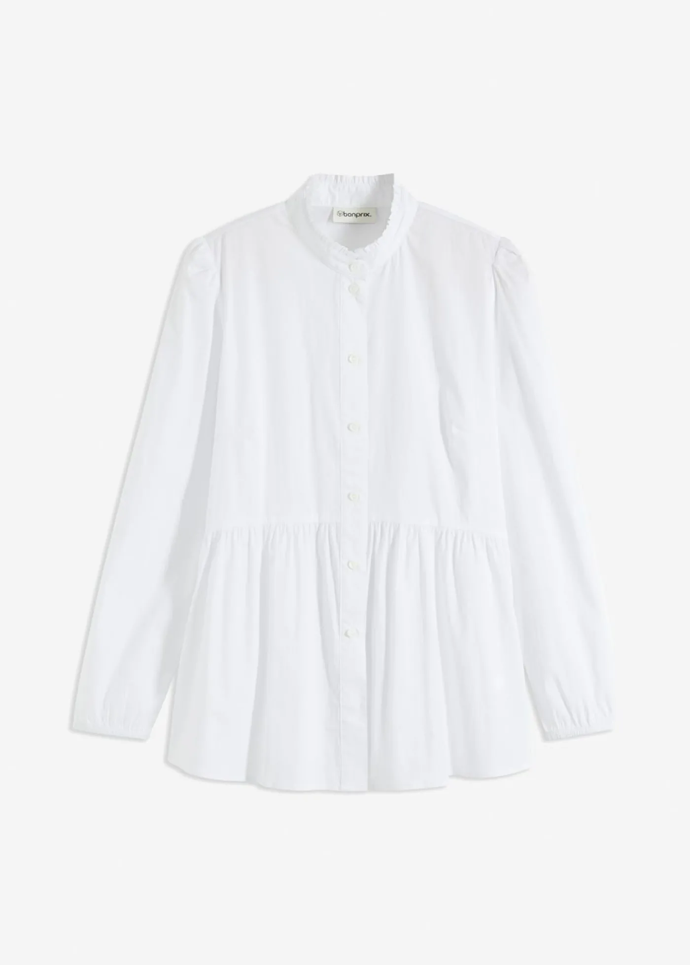 bonprix bonprix Blusa larga con fruncido Blanco Outlet