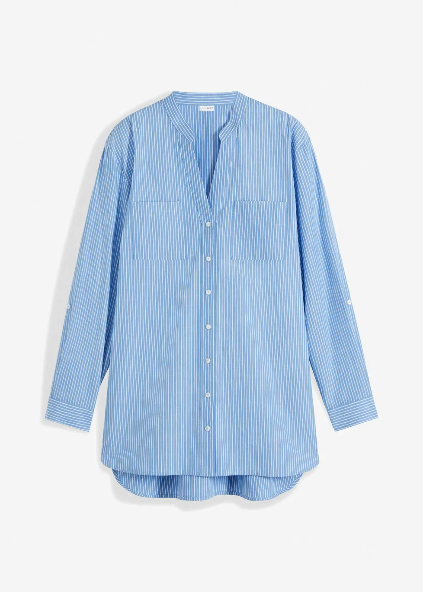 bonprix bonprix Blusa larga con mangas remangables Azul provenzal-blanco de rayas Clearance