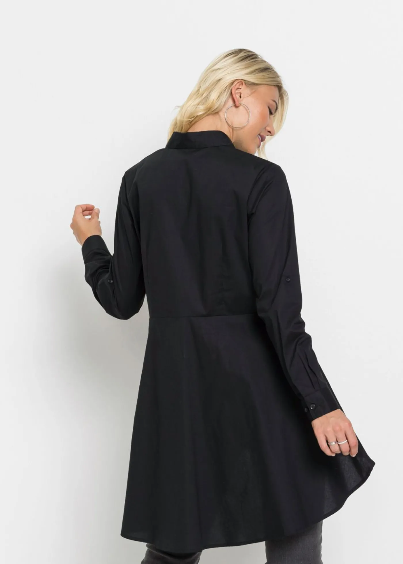 bonprix bonprix Blusa larga con volante Negro Clearance