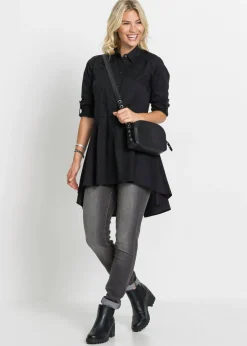 bonprix bonprix Blusa larga con volante Negro Clearance