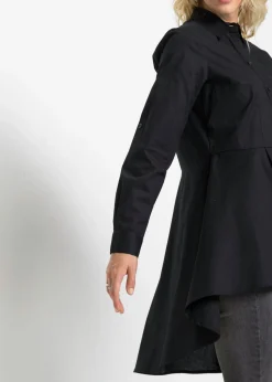bonprix bonprix Blusa larga con volante Negro Clearance