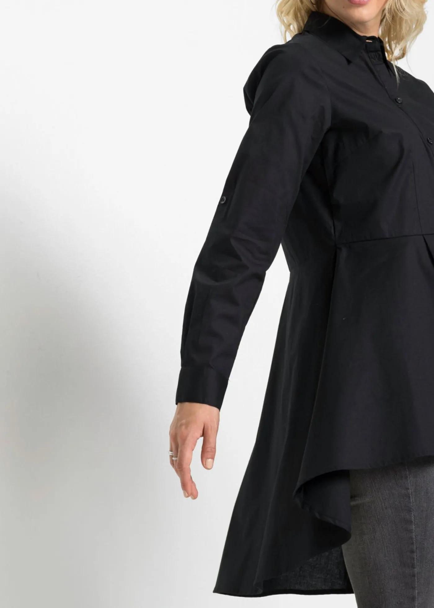 bonprix bonprix Blusa larga con volante Negro Clearance