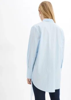 bonprix bonprix Blusa larga de algodón puro azul hielo-blanco con rayas Outlet