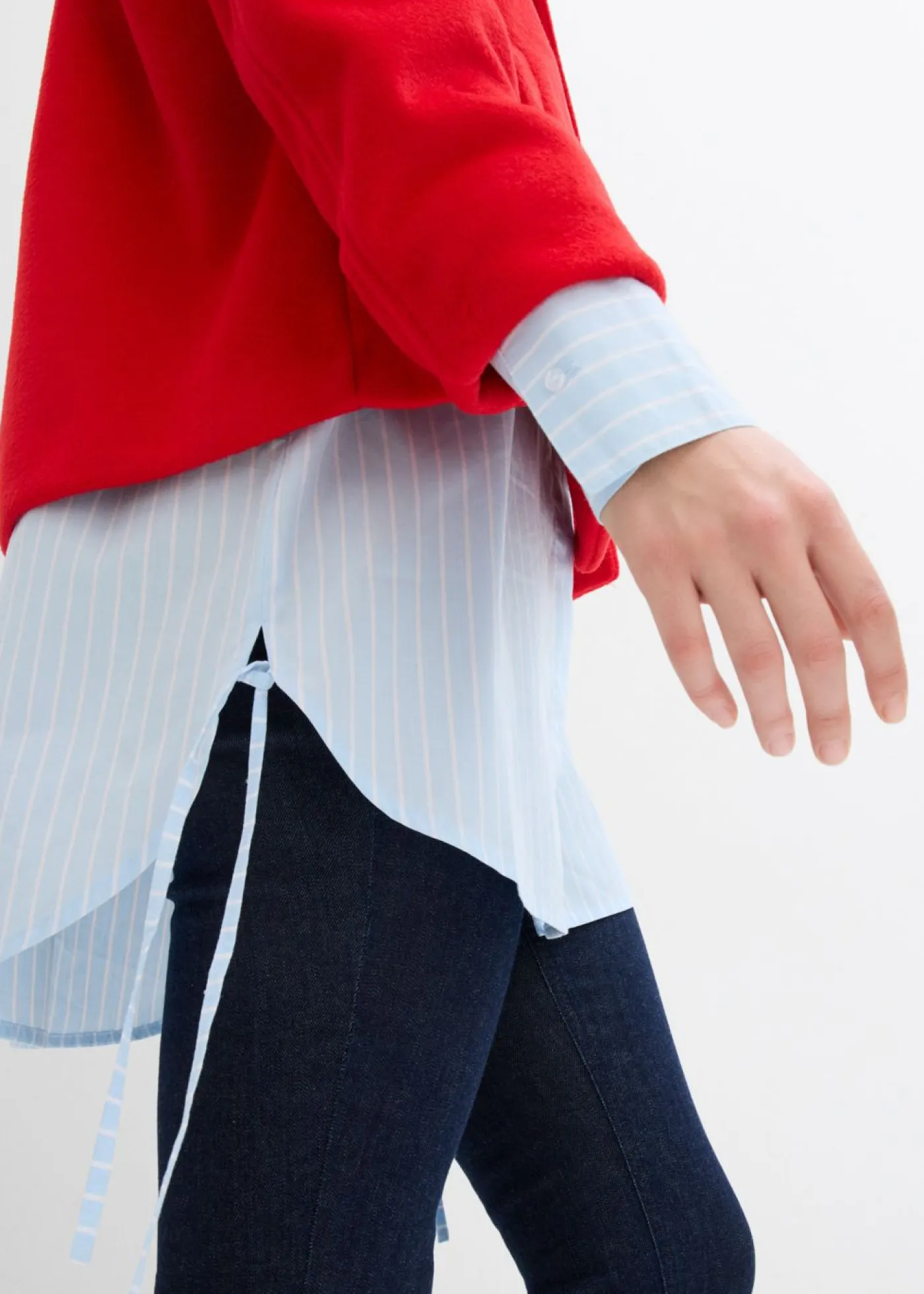 bonprix bonprix Blusa larga de algodón puro azul hielo-blanco con rayas Outlet