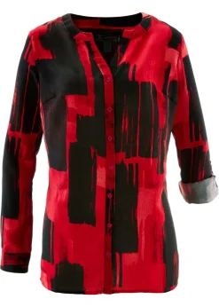 bonprix bonprix Blusa larga de gasa con estampado Rojo-negro Clearance