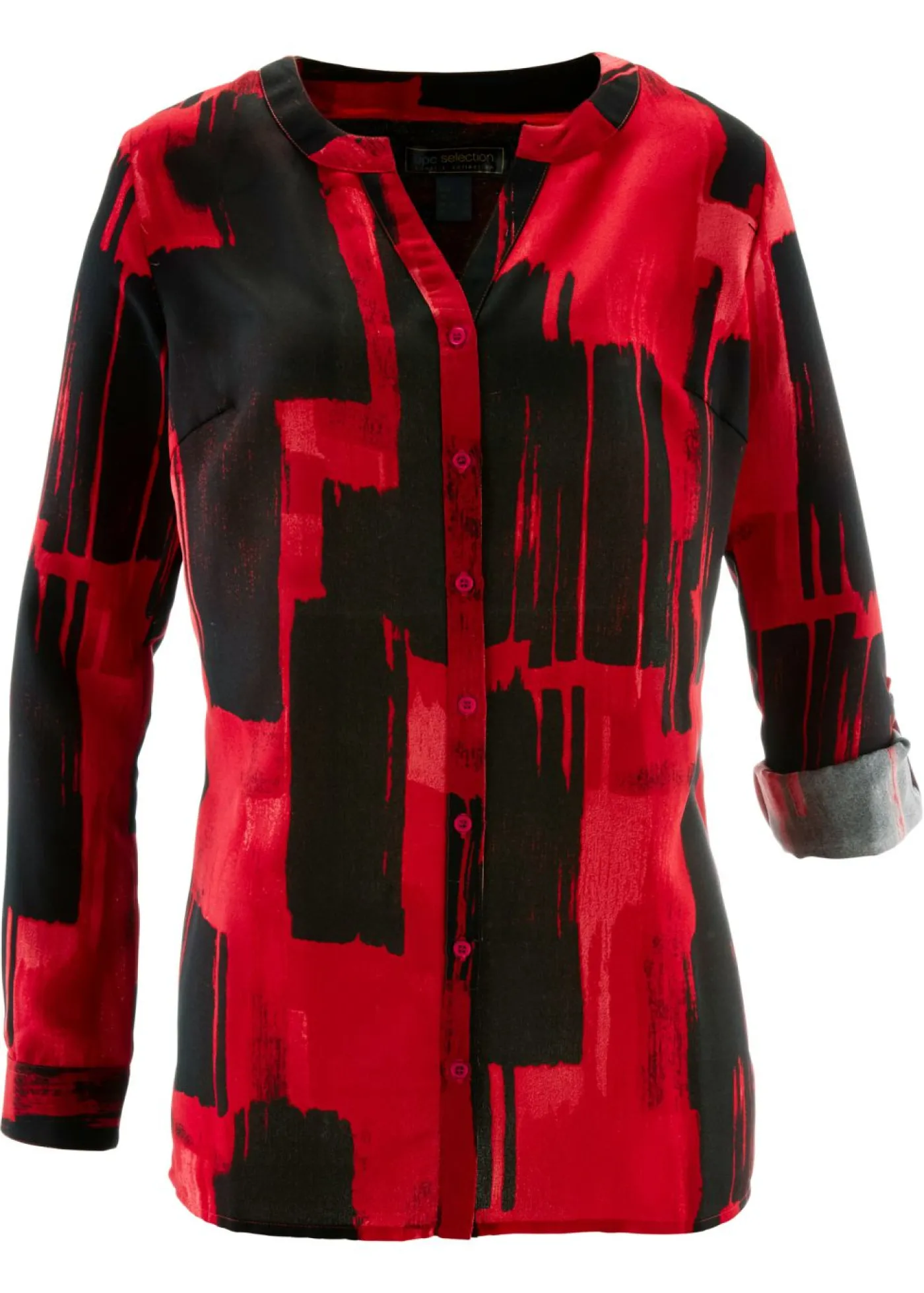 bonprix bonprix Blusa larga de gasa con estampado Rojo-negro Clearance