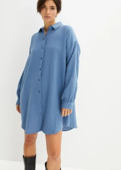bonprix bonprix Blusa larga de muselina con corte holgado Denim