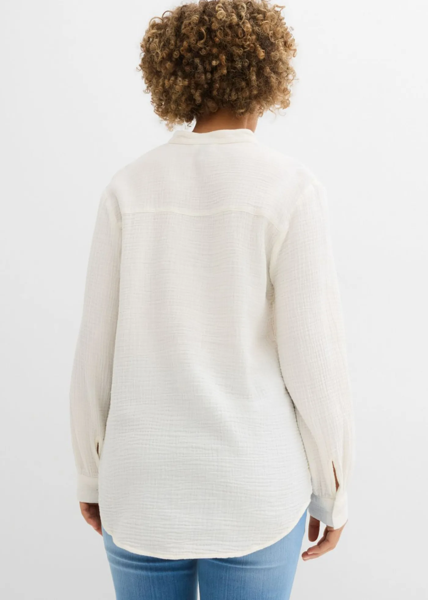 bonprix bonprix Blusa larga de muselina ligera Blanco lana Discount