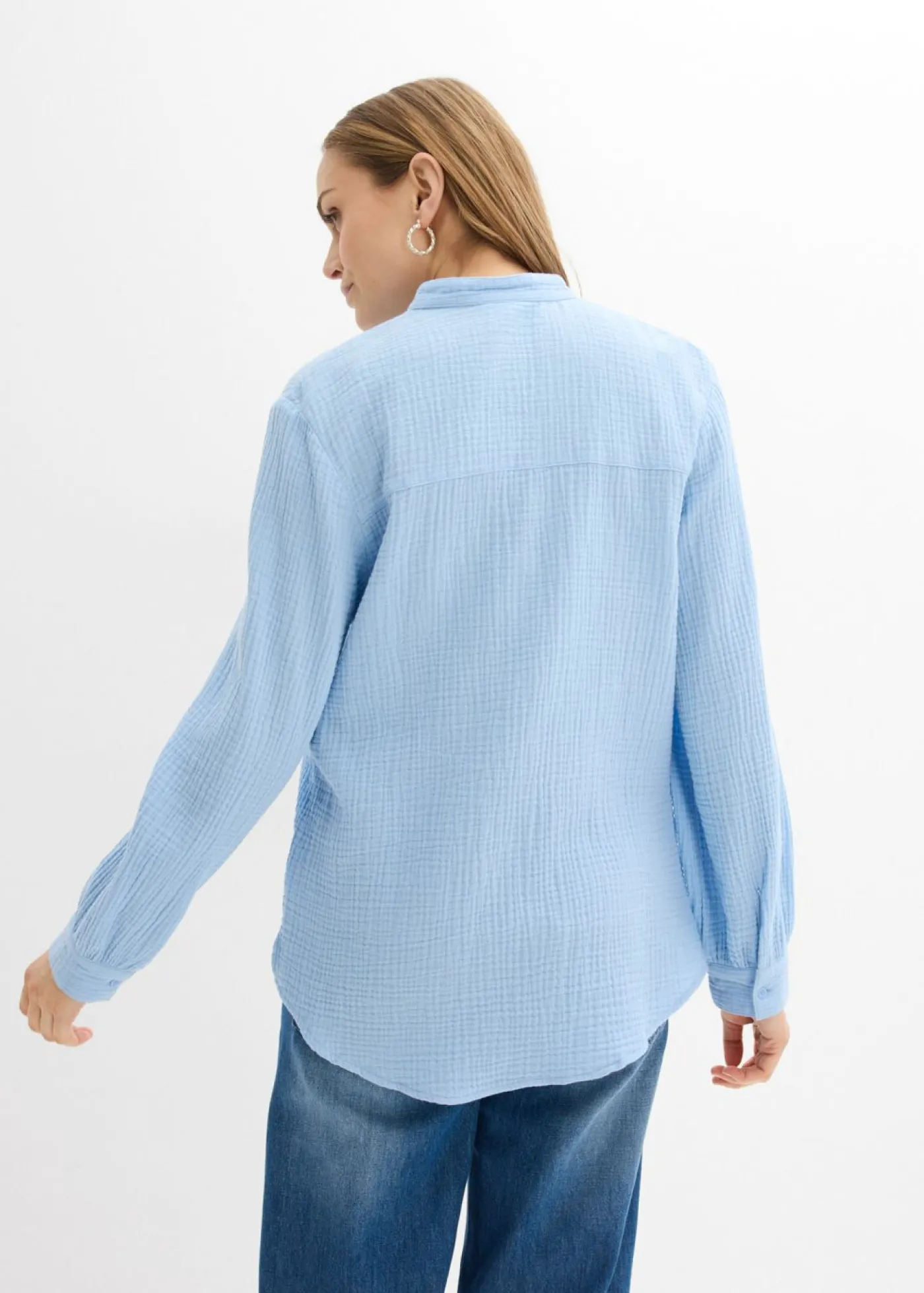 bonprix bonprix Blusa larga de muselina ligera Azul claro Best