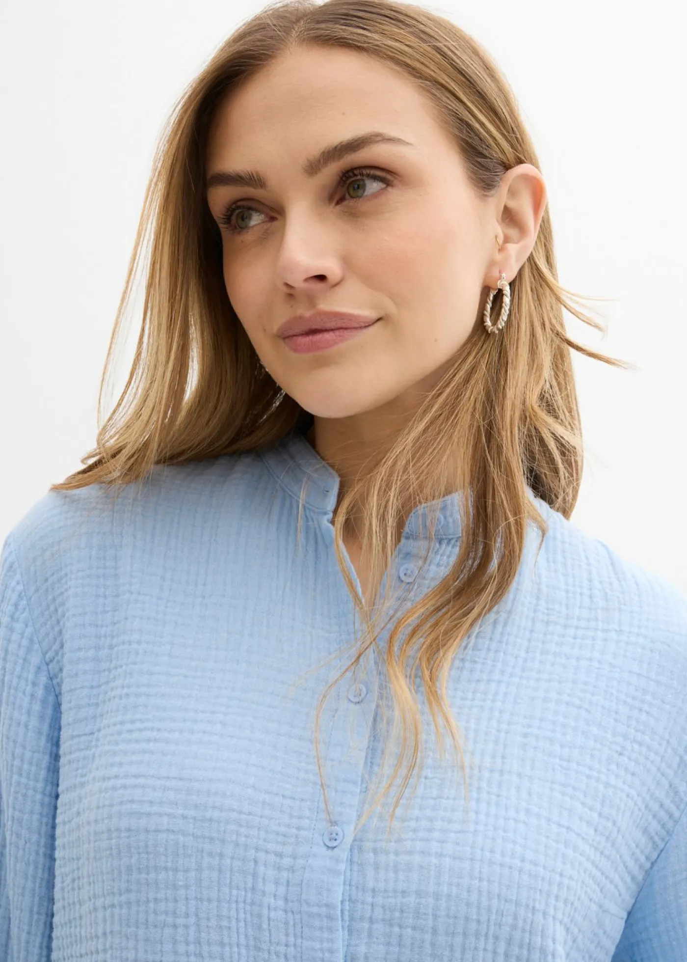 bonprix bonprix Blusa larga de muselina ligera Azul claro Best
