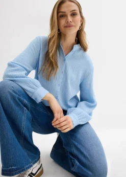 bonprix bonprix Blusa larga de muselina ligera Azul claro Best