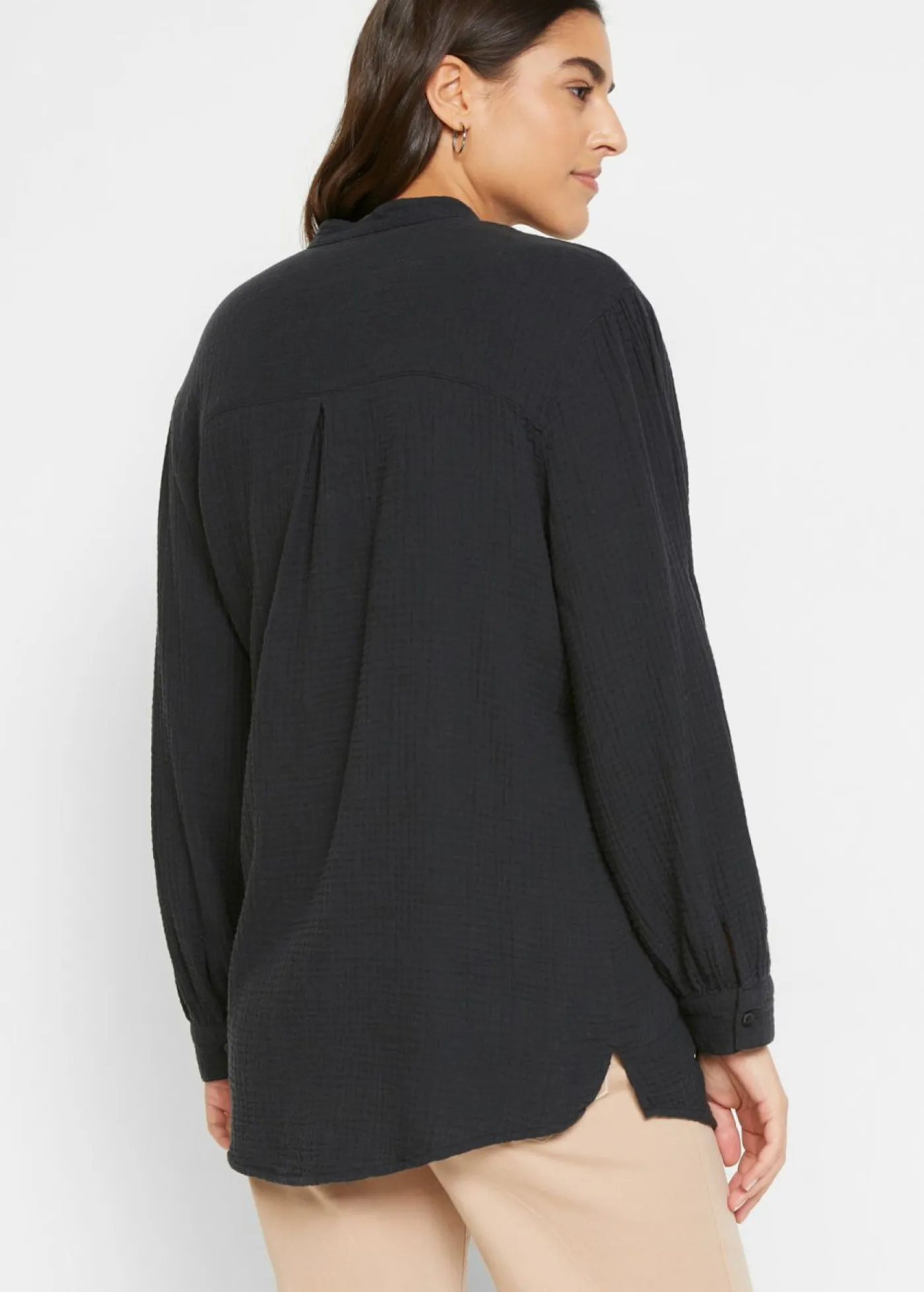 bonprix bonprix Blusa larga de muselina ligera Negro