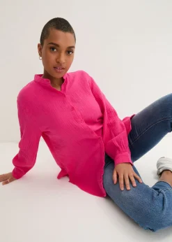 bonprix bonprix Blusa larga de muselina ligera Pink lady Online