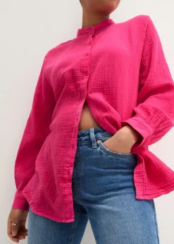 bonprix bonprix Blusa larga de muselina ligera Pink lady Online