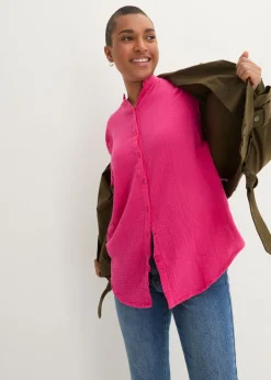 bonprix bonprix Blusa larga de muselina ligera Pink lady Online