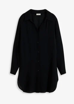 bonprix bonprix Blusa larga de playa de viscosa fluida Negro Online