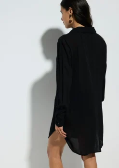 bonprix bonprix Blusa larga de playa de viscosa fluida Negro Online